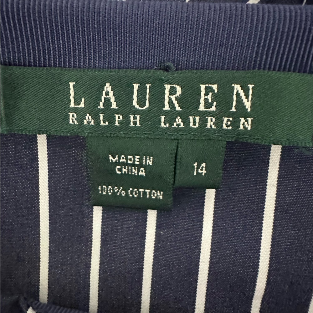 Lauren Ralph Lauren 100% Cotton Blue and White Striped Tiered midi Skirt - Picture 8 of 8